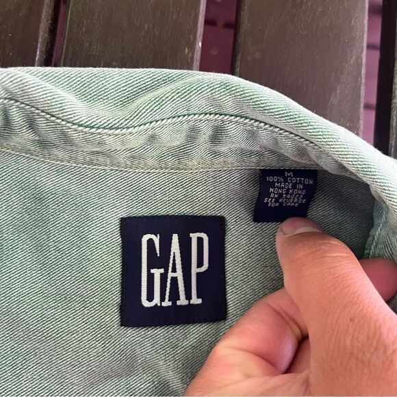 Vintage 90s Gap Denim Oxford Shirt in Mint Green (M) - Picture 8 of 9